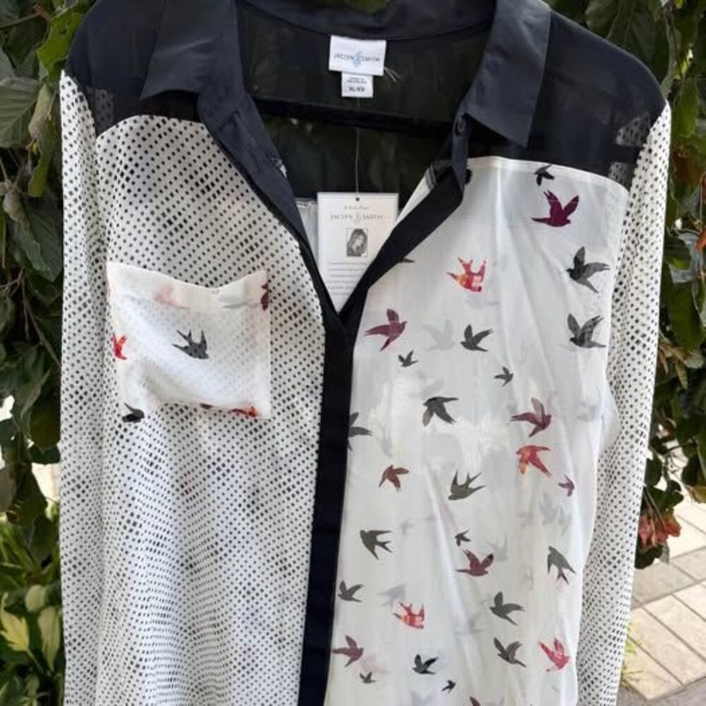 Jaclyn Smith XL Fun Sheer Print Blouse – NWT